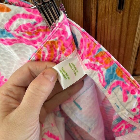 Lilly Pulitzer 0 Shorts‎ Pink Blue White Floral Pockets Zipper Mid Rise Textured - Picture 13 of 13